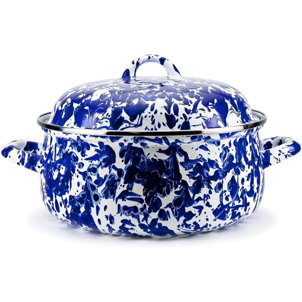 Golden Rabbit Enamelware - Cobalt Swirl Pattern -‎ 2qt Dutch Blue